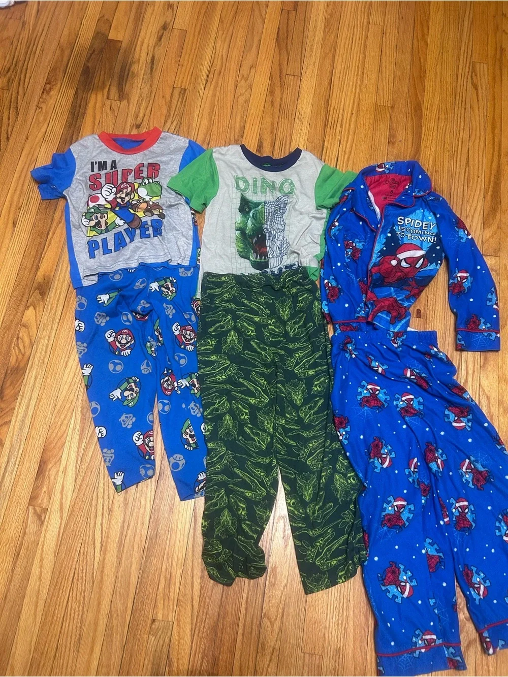 Kids Blue Super Mario & Spiderman Pajama Set - Assorted Characters